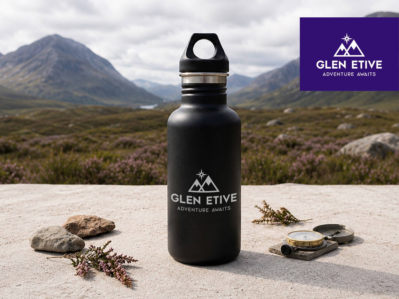 Glen Etive: Water Bottle Mockup Glen Etive: Water Bottle Mockup