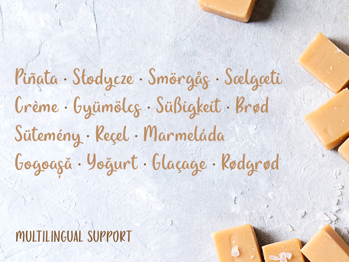 Whisky Fudge Brush Script Font Whisky Fudge: Multilingual Support